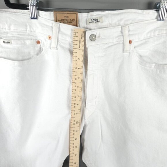 NWT POLO RALPH LAUREN THE VARICK SLIM STRAIGHT Core Replen White Jeans 40X30 - Picture 9 of 15